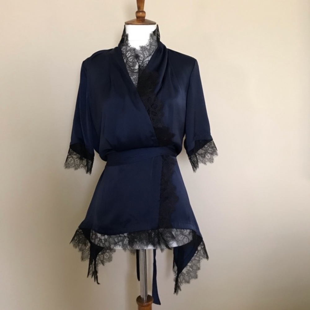BCBG Eunice Blouse - Dark Navy - Small - Preowned